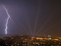 Barcelona was shaken by a spectacular electrical storm, which in some places reached 50 liters per square meter, on 01st August 2021. Photo:...