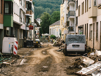 reconstruction is going on in Bad Neuenahr-Ahrweiler, Germany on August 4, 2021 as two weeks after flood disaster (
