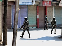 Cordon and search operation CASO Launched by Indian Army, JK Police and CRPF in Sopore after Firing shots were heard according to Local Medi...