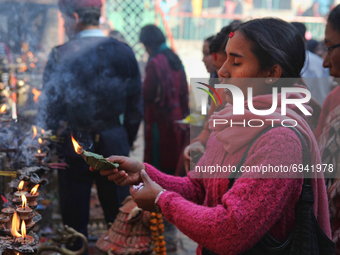 Hindu devotes offer prayers at the Dakshinkali Temple in Nepal, on December 13, 2011. Dakshinkali Temple is located about 22 km from Nepal’s...