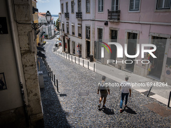 Tourists in Lisbon during the second summer of the Covid-19 pandemic. Restrictions to stop the high number of cases in the country are varie...