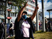Several citizens on August 10, 2021 in Quito, Ecuador, are protesting for and against the current mayor Jorge Yunda. The good master is in v...