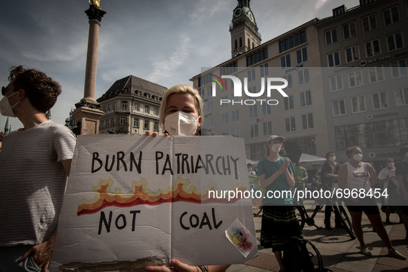 Environmentalists protest in Munich, Germany  on August 13, 2021 to raise awareness of climate change . On the occasion of the various event...
