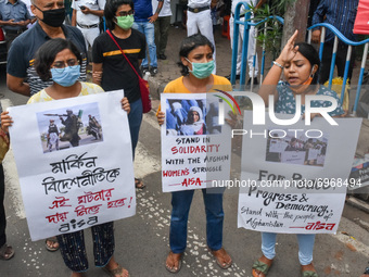 All Indian Students Association organized a protest demonstration in Kolkata, India, on 18 August 2021 ,against alleged incursion of Taliban...