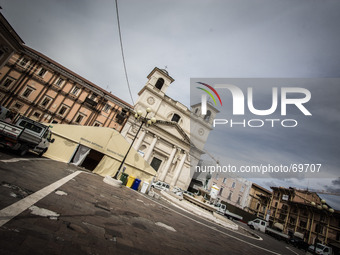 Duomo Square in L'Aquila on April 1, 2014, severely damaged by the earthquake of 6 April 2009. The April 6, 2014 will be celebrated the 5th...