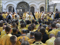 Ecumenical Patriarch Bartholomew and Head of Orthodox Church of Ukraine Epifaniy lead a religious service close to the St. Sophia Cathedral...