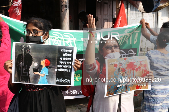 Indian Sex workers,All india Pragotishil Mahila Samity,WSS,NFIW and All india Student Association protest against the Taliban takeover of Af...