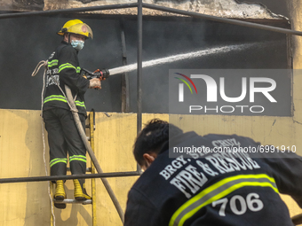 Fire responders in various cities responds on a 4th alarm fire hits in grocery store in Antipolo City, Philippines on morning of August 25,...