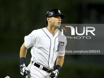 Detroit Tigers' Ian Kinsler rounds the bases after his two-run home run in the eighth inning of a baseball game against the Seattle Mariners...