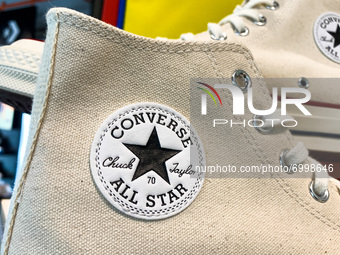 Converse shoes are seen in the store in Krakow, Poland on August 26, 2021. (