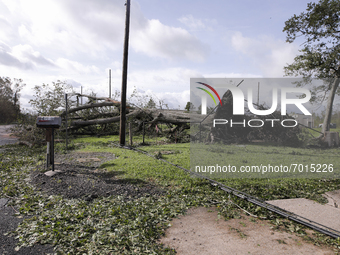 Aftermath of Hurricane Ida in Houma, Louisiana, on August 30, 2021.  (