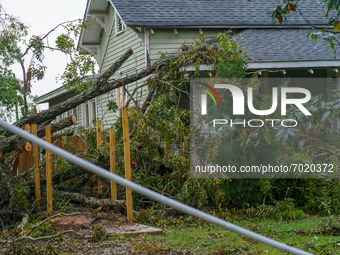 Fallen debris is seen following Hurricane Ida, Wednesday, September 1, 2021, in Ponchatoula, Louisiana, United States. (