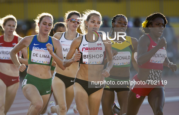 (150723) -- TORONTO, July 23, 2015()-- Melissa Bishop (3rd R) of Canada competes during the women's 800m final of the athletics event at the...