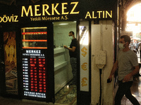 Exchange offices and jewelers in Istanbul, Turkey seen on August 31, 2021. (