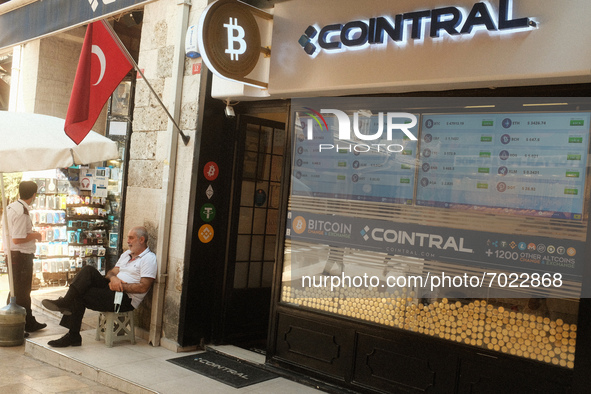 Bitcoin office were seen in Istanbul, Turkey on August 31, 2021. 