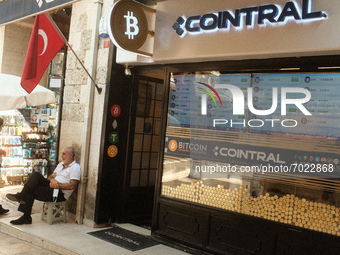 Bitcoin office were seen in Istanbul, Turkey on August 31, 2021. (