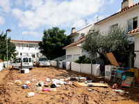 A street filled with mud and derbis the day after flash floods on September 2, 2021 in Les Cases dAlcanar, Spain.
Torrential rains caused de...