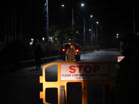Indian forces stand alert during night curfew after Senior Pro-Freedom leader Syed Ali Shah Geelani, 92, passed away at his residence in Sri...