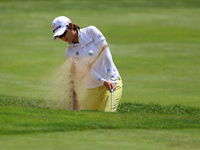 Eun-Hee Ji of South Korea blasts out of the sand trap toward the 10th green during the second round of the Meijer LPGA Classic golf tourname...