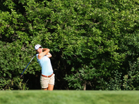 Jenny Gleason of Clearwater, Florida follows her drive to the green from the 8th tee during the second round of the Meijer LPGA Classic golf...
