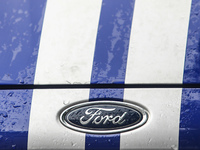 Ford logo is seen on a car mask in Krakow, Poland on August 31, 2021. (