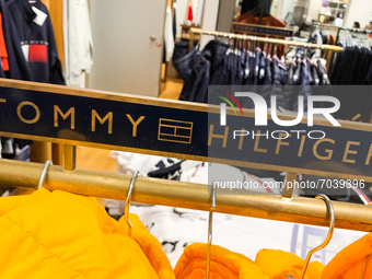 Tommy Hilfiger logo is seen in a store in Krakow, Poland on August 31, 2021. (