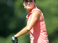 Lexi Thompson of Coral Springs FL follows her tee shot on the 16th green during the second round of the Meijer LPGA Classic golf tournament...