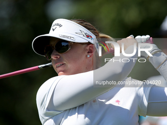 Morgan Pressel of Boca Raton, FL tees off on the 15th hole during the second round of the Meijer LPGA Classic golf tournament at Blythefield...