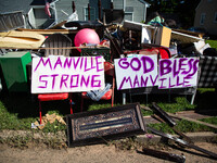 A general view of Manville, New Jersey in the aftermath of flooding from Hurricane Ida on September 7, 2021. (