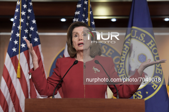 US House Speaker Nancy Pelosi(D-CA) speaks about Jan 6 and Afghanistan Crisis during her weekly press conference, today on September 08, 202...
