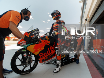 Pedro Acosta (#37) of Spain and Red Bull KTM Ajo during the free practice of Gran Premio TISSOT de Aragon at Motorland Aragon Circuit on Aug...