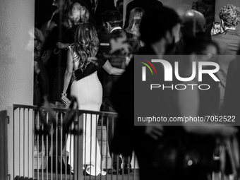 (EDITOR NOTE: This image has been converted to black and white.) Ben Affleck and Jennifer Lopez attend the red carpet of the movie 