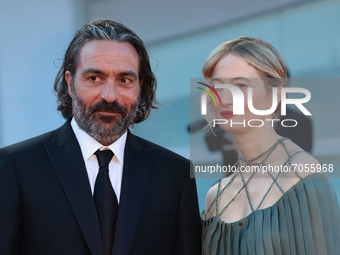 Saverio Costanzo, Alba Rohrwacher on the closing ceremony red carpet during the 78th Venice International Film Festival on September 11, 202...