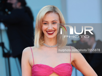 Sarah Gadon on the closing ceremony red carpet during the 78th Venice International Film Festival on September 11, 2021 in Venice, Italy. (P...