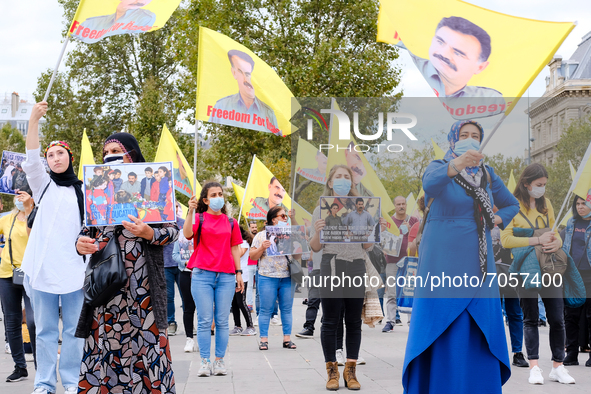 Kurdish rally in Paris calling for Kurdish organizations throughout Europe to demand the release of Abdullah Öcalan imprisoned in Turkey. In...