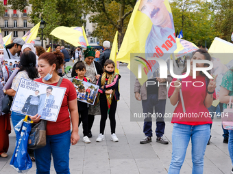Demonstrators demand the release of Kurdish leader Abdullah Öcalan. In Paris, France, on September 11, 2021 as in many cities in Europe, the...
