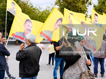  In Paris, France, on September 11, 2021 as in many cities in Europe, the Kurdish diaspora demonstrated for the liberation of the philosophe...