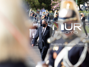 The President of the Assembly of the Republic, Eduardo Ferro Rodrigues,  arrives at the funeral ceremony, on September 12, 2021 in Belem, Li...