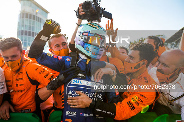RICCIARDO Daniel (aus), McLaren MCL35M, portrait celebrating victory during the Formula 1 Heineken Gran Premio D'italia 2021, Italian G...