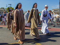 Nuns arrive to the closing mass on 52nd International Eucharistic Congress at 12. Sept. 2021, Budapest, Hungary. (