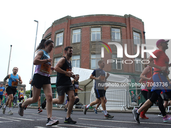 General view  of runners during the BUPA Great North Run in Newcastle upon Tyne, England on Sunday 12th September 2021.  (
