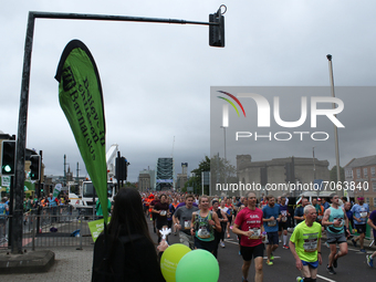 General view  of runners during the BUPA Great North Run in Newcastle upon Tyne, England on Sunday 12th September 2021.  (