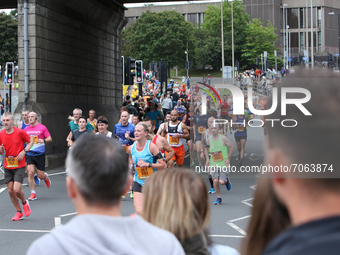 General view of fans watching runners during the BUPA Great North Run in Newcastle upon Tyne, England on Sunday 12th September 2021.  (