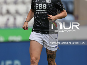 
Natasha Flint of Leicester City Women warms up ahead of the Barclays FA Women's Super League match between Leicester City and Manchester Un...