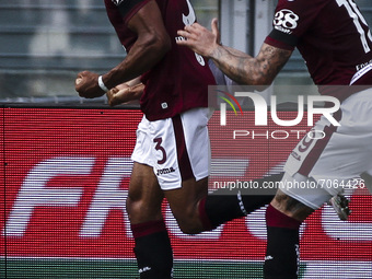 Torino defender Gleison Bremer (3) celebrates with his teammates after scoring his goal to make it 2-0 during the Serie A football match n.3...