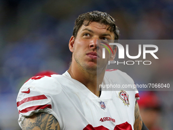 San Francisco 49ers offensive guard Tom Compton (66) is seen during the second half of an NFL football game against the Detroit Lions in Det...