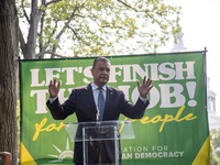 Senator Alex Padilla (D-CA.) speaks at the “Finish the Job: For the People” voting rights rally At the Robert A. Taft Memorial near U.S. Sen...