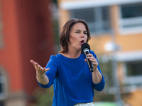 Top candidate for Chancellor Annalena Baerbock speaks in Stuttgart, Germany on September 14, 2021 during the Germany's green party election...