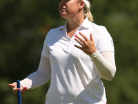 Brittany Lincicome of Seminole, Florida reacts after putting on the 8th green during the final round of the Marathon LPGA Classic golf tourn...