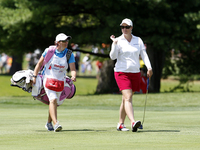 Brittany Lincicome of Seminole, Florida greets the crowd as she approaches the 18th green during the final round of the Marathon LPGA Classi...